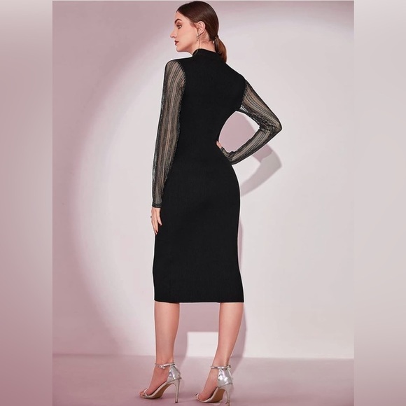 NWOT Black bodycon knit dress - Picture 4 of 10